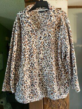 Beautiful Nina Leonard Plus Fleece Leopard Coat Jacket Size 2X